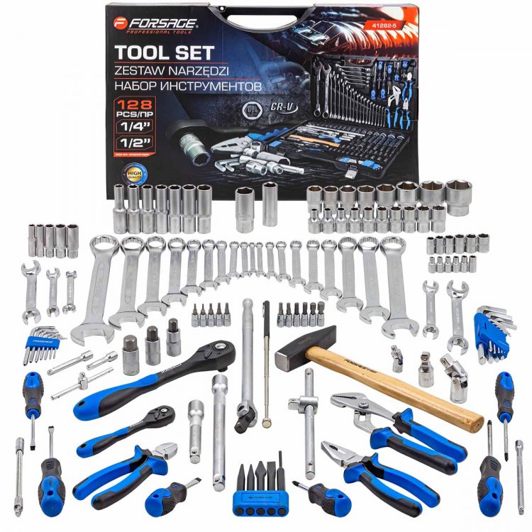 Набор инструментов 128пр. 1/4'', 1/2'' (6гр.)(головки 4-32мм, ключи 6-32мм) Набор инструментов 128пр. 1/4'', 1/2'' (6гр.)(головки 4-32мм, ключи 6-32мм)