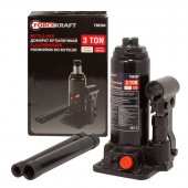 Домкрат гидравлический бутылочный, 3т (с предохранительным клапаном, минимальная высота: 180 мм, ход штока: 105 мм, ход винта: 60 мм, максимальная выс Домкрат гидравлический бутылочный, 3т (с предохранительным клапаном, минимальная высота: 180 мм, ход штока: 105 мм, ход винта: 60 мм, максимальная выс