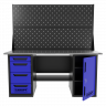 Верстак двухтумбовый дверь/4 ящиков с двумя экранами, синий 1800*700 Garopt, GT1800DY4PP2.blue