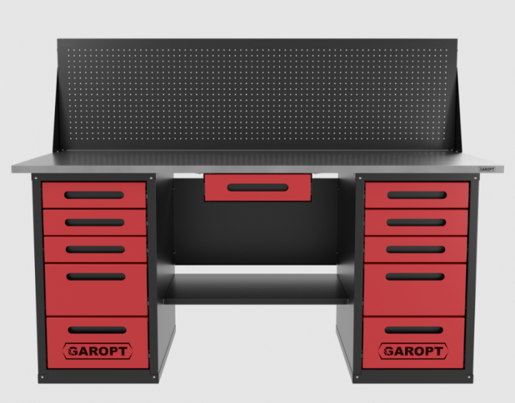 Верстак двухтумбовый 5 ящиков /5 ящиков с экраном и ящиком, красный 1800*700 GAROPT, GT1800Y1Y5Y5PP.red Верстак двухтумбовый 5 ящиков /5 ящиков с экраном и ящиком, красный 1800*700 GAROPT, GT1800Y1Y5Y5PP.red