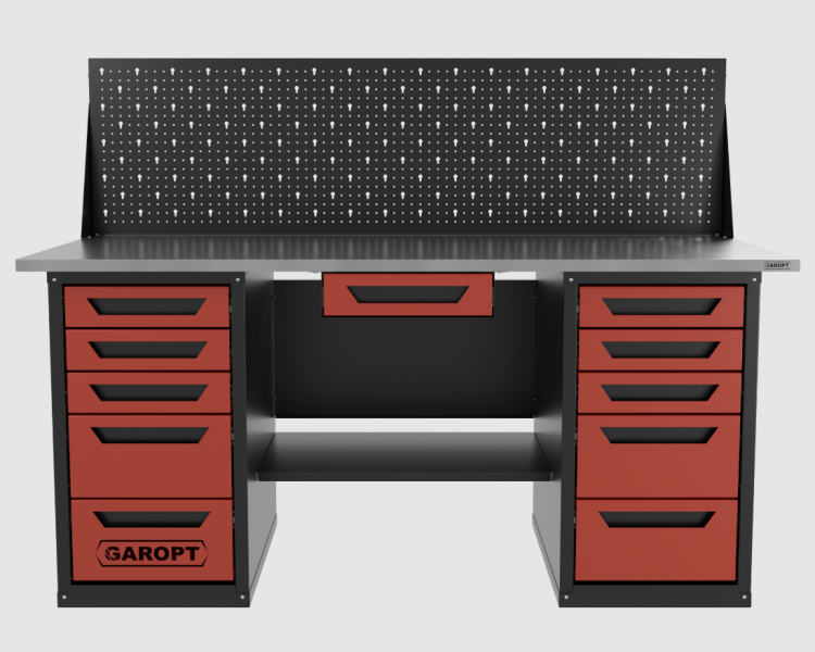 Верстак двухтумбовый 5 ящиков /5 ящиков с экраном и ящиком, красный 1800*700 GAROPT, GT1800Y1Y5Y5PP.red Верстак двухтумбовый 5 ящиков /5 ящиков с экраном и ящиком, красный 1800*700 GAROPT, GT1800Y1Y5Y5PP.red