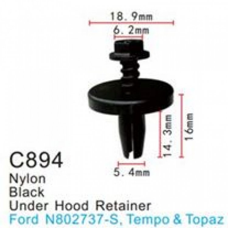 Клипса для крепления внутренней обшивки а/м Форд пластиковая (100шт/уп.)