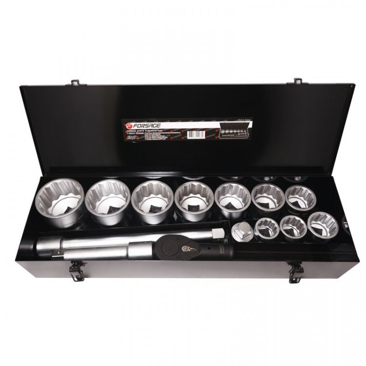 Набор инструментов ударных,15пр. 1" 12гр.(36,41,46,50,55,60,65,70,75,80мм),в метал. кейсе