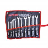 Набор ключей рожково-торцевых шарнирных 10 пр. (8,10,12,13,14,15,16,17,18,19мм), на полотне Набор ключей рожково-торцевых шарнирных 10 пр. (8,10,12,13,14,15,16,17,18,19мм), на полотне