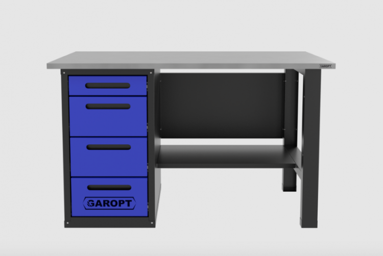 Верстак однотумбовый 4 ящика синий 1400*700 Garopt, GT1400STY4.blue