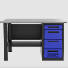 Верстак однотумбовый 4 ящика синий 1400*700 Garopt, GT1400STY4.blue