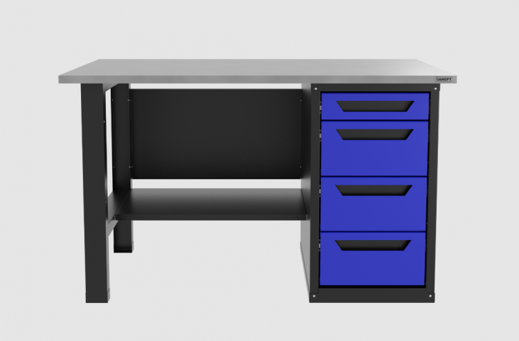 Верстак однотумбовый 4 ящика синий 1400*700 Garopt, GT1400STY4.blue