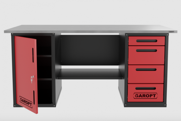 Верстак двухтумбовый дверь/4 ящиков, красный 1800*700 Garopt, GT1800DY4.red Верстак двухтумбовый дверь/4 ящиков, красный 1800*700 Garopt, GT1800DY4.red