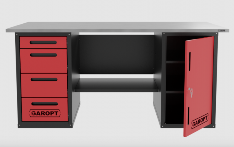 Верстак двухтумбовый дверь/4 ящиков, красный 1800*700 Garopt, GT1800DY4.red Верстак двухтумбовый дверь/4 ящиков, красный 1800*700 Garopt, GT1800DY4.red
