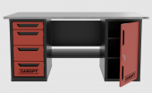 Верстак двухтумбовый дверь/4 ящиков, красный 1800*700 Garopt, GT1800DY4.red
