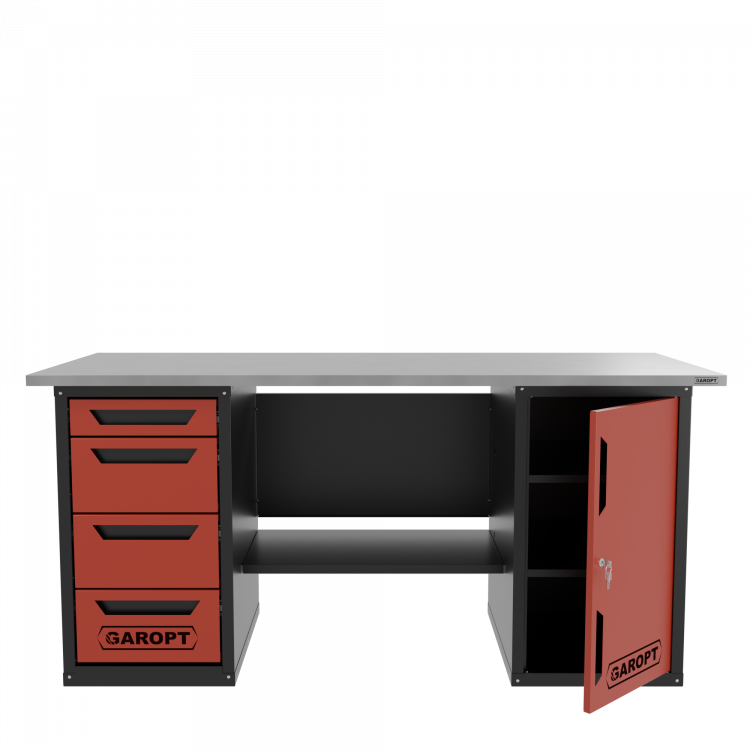 Верстак двухтумбовый дверь/4 ящиков, красный 1800*700 Garopt, GT1800DY4.red