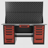 Верстак двухтумбовый 5 ящиков /5 ящиков с двумя экранами и ящиком, 1800*700 красный GAROPT, GT1800Y1Y5Y5PP2.red
