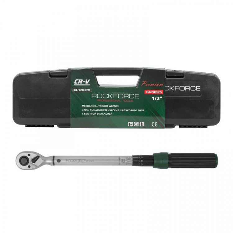 Ключ динамометрический щелчкового типа с быстрой фиксацией "Premium" 20-120Нм,1/2",в пластиковом кейсе