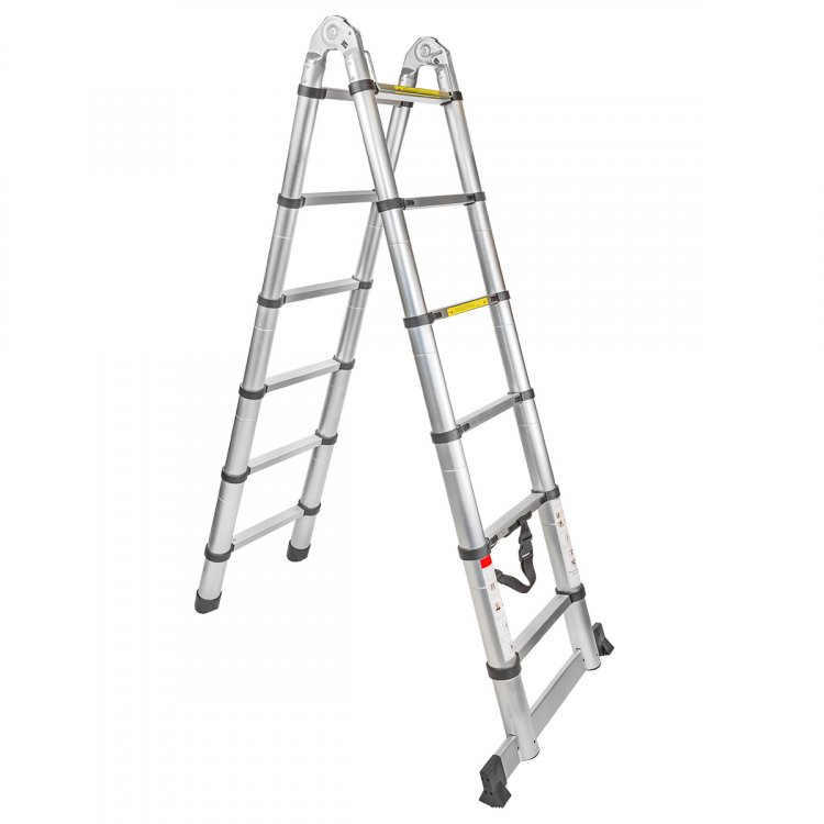 Лестница-стремянка телескопическая алюминиевая многофункциональная (1.9+1.9м, 6+6ступенек, max нагрузка 150кг, вес 13.8кг) Лестница-стремянка телескопическая алюминиевая многофункциональная (1.9+1.9м, 6+6ступенек, max нагрузка 150кг, вес 13.8кг)