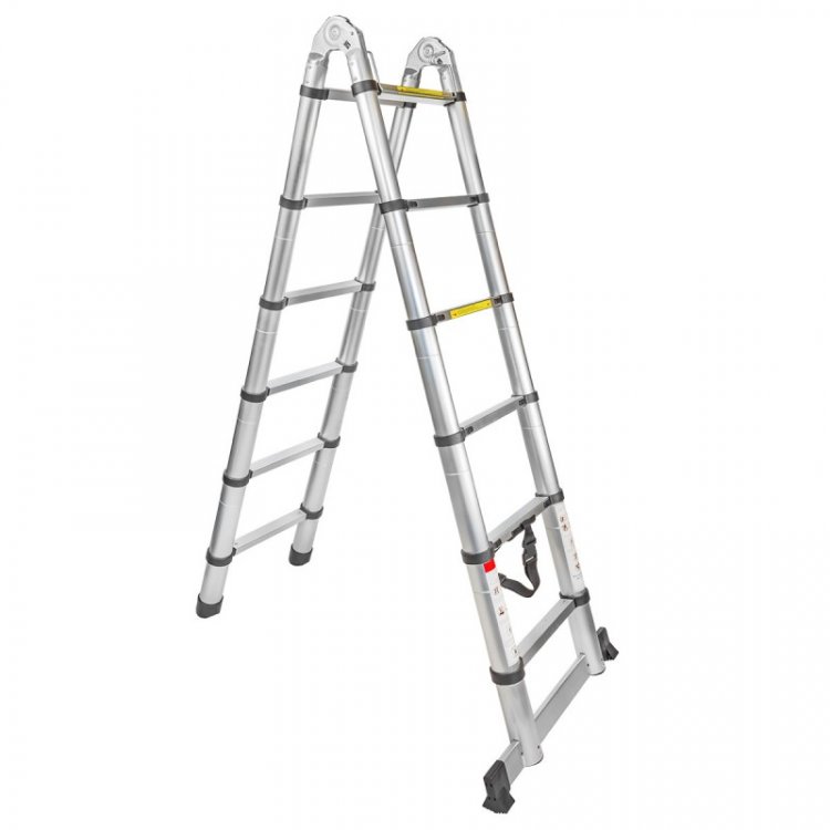 Лестница-стремянка телескопическая алюминиевая многофункциональная (1.9+1.9м, 6+6ступенек, max нагрузка 150кг, вес 13.8кг) Лестница-стремянка телескопическая алюминиевая многофункциональная (1.9+1.9м, 6+6ступенек, max нагрузка 150кг, вес 13.8кг)