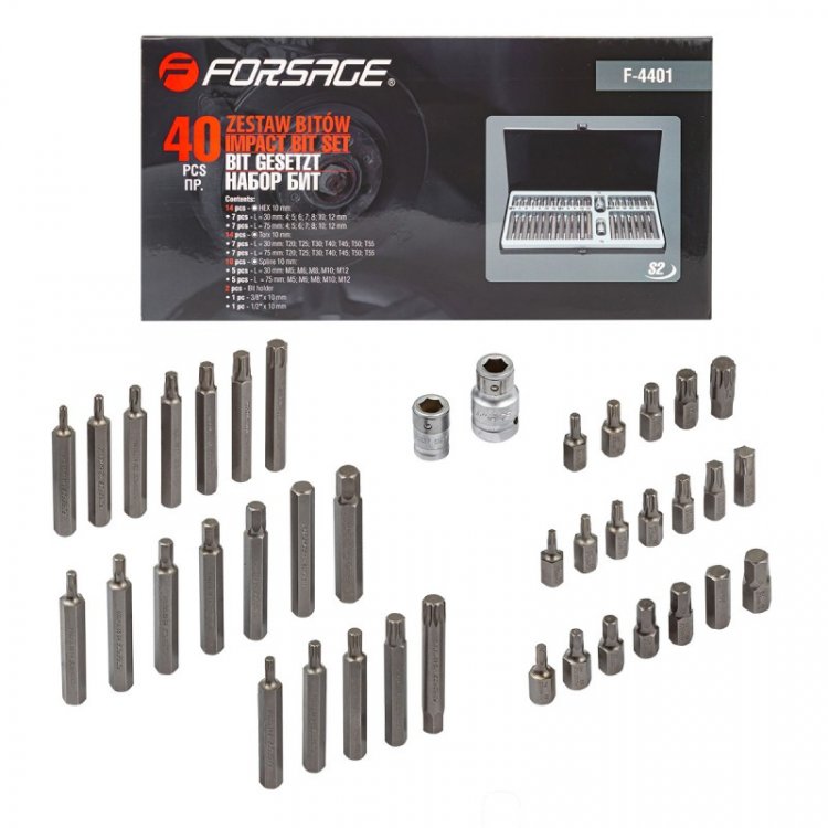 Набор бит с битодержателями 40пр.(70/35,T20-Т55, H4-H12, M5-M12) в железном кейсе Набор бит с битодержателями 40пр.(70/35,T20-Т55, H4-H12, M5-M12) в железном кейсе