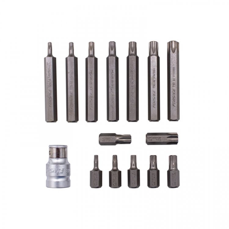 Набор бит TORX с битодержателем,15пр. 1/2"(L: 30/75мм; Т20,Т25,Т30,Т40,Т45,Т50,Т55)