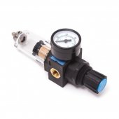 Фильтр-регулятор с индикатором давления для пневмосистем 1/4"+адаптер 1/4Mx1/8F(10 bar, пропускная способность: 200 л/мин, температура воздуха: 5°-60°