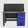 Верстак однотумбовый 4 ящика с экраном синий 1400*700 Garopt, GT1400STY4PP.blue