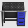 Верстак однотумбовый 4 ящика с экраном синий 1400*700 Garopt, GT1400STY4PP.blue