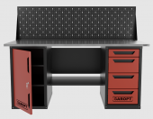 Верстак двухтумбовый дверь/4 ящиков с экраном, красный 1800*700 Garopt, GT1800DY4PP.red