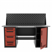 Верстак двухтумбовый дверь/4 ящиков с экраном, красный 1800*700 Garopt, GT1800DY4PP.red