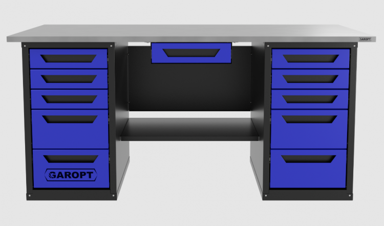 Верстак с ящиком двухтумбовый 5 ящиков /5 ящиков, синий 1800*700 GAROPT, GT1800Y1Y5Y5.blue