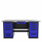 Верстак с ящиком двухтумбовый 5 ящиков /5 ящиков, синий 1800*700 GAROPT, GT1800Y1Y5Y5.blue