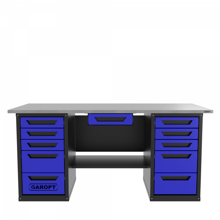 Верстак с ящиком двухтумбовый 5 ящиков /5 ящиков, синий 1800*700 GAROPT, GT1800Y1Y5Y5.blue