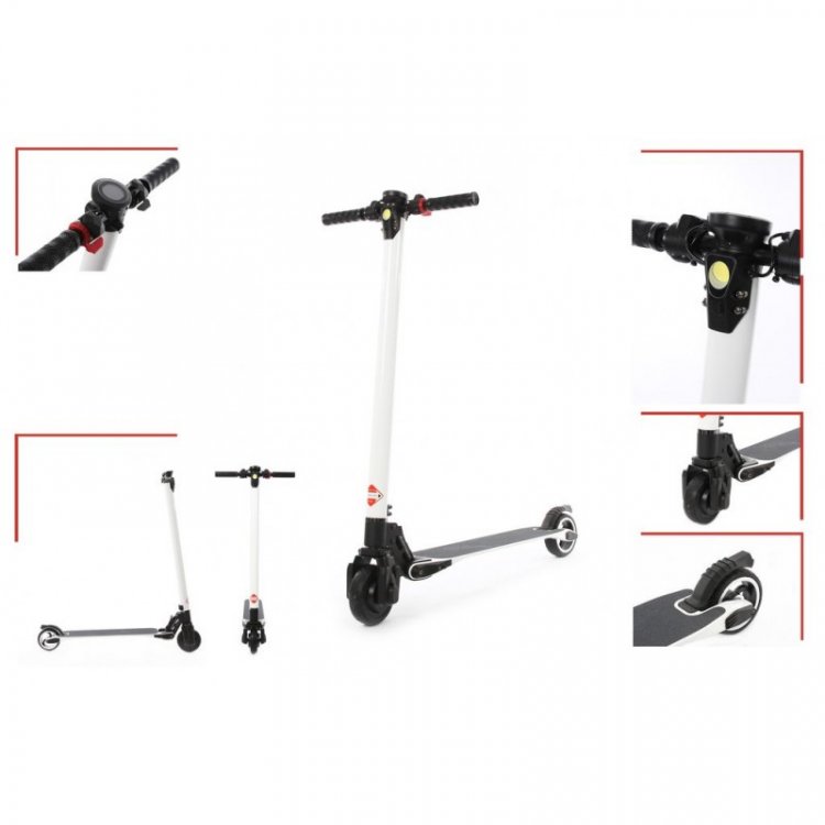 Электросамокат(250Вт (28В);7,8 Аh;  рама:карбон; max скорость-20 км/ч;пробег на одном заряде-15км; передний и задний тормоз; вес-6,5кг;черный)