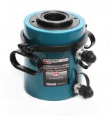 Цилиндр гидравлический двойного действия со сквозным отверстием в штоке60т(ход штока-50мм,Ø штока-91мм,Ø отв.-54мм,общий Ø-158мм, L-202мм, 700bar)