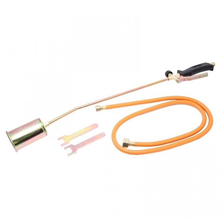 Горелка газовая кровельная с регулятором, клапаном и гибким шлангом (сопло 60мм, L-740мм, L шланга-1.5м ), на блистере