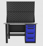 Верстак однотумбовый 4 ящика с двумя экранами, синий 1400*700 Garopt, GT1400STY4PP2.blue