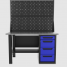 Верстак однотумбовый 4 ящика с двумя экранами, синий 1400*700 Garopt, GT1400STY4PP2.blue