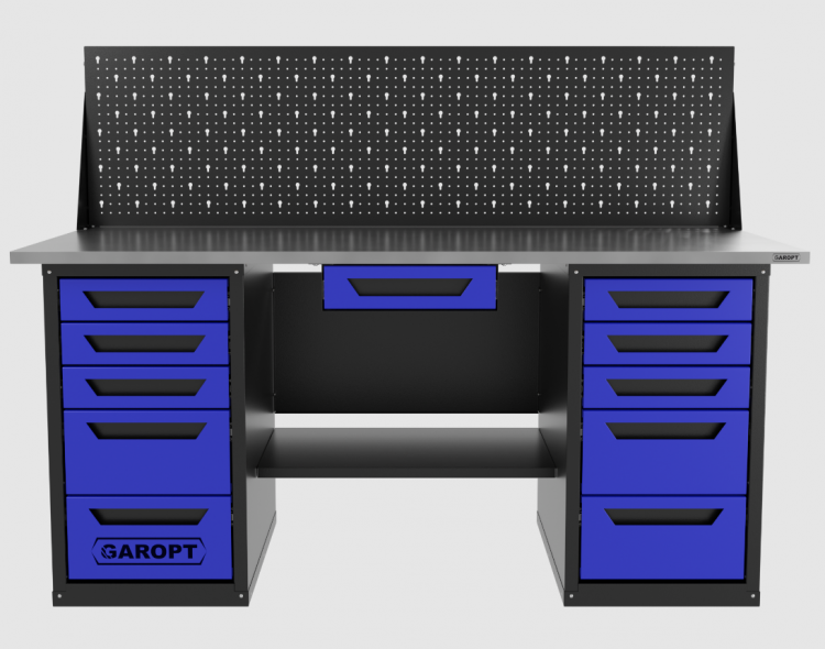 Верстак двухтумбовый 5 ящиков /5 ящиков с экраном и ящиком, синий 1800*700 GAROPT, GT1800Y1Y5Y5PP.blue Верстак двухтумбовый 5 ящиков /5 ящиков с экраном и ящиком, синий 1800*700 GAROPT, GT1800Y1Y5Y5PP.blue