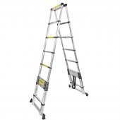 Лестница телескопическая двухсекционная (0.8-3.5+3.5м,11+11ступенек, max нагрузка 150кг, вес 17,0кг)