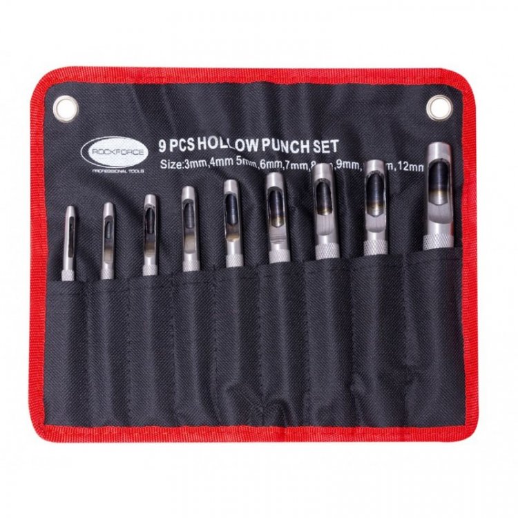 Набор пробойников, 9пр.(3-10, 12мм), наполотне