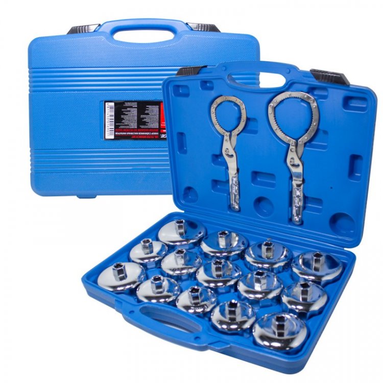 Набор съемников масляных фильтров 1/2'',16пр.(67,64,72.5,74.5мм-14гр;73,75,79,79.5,89,91,92,101мм-15гр;75.5мм-12гр;86.5мм-18гр),в кейсе