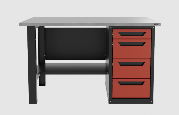 Верстак однотумбовый 4 ящика красный 1400*700 Garopt, GT1400STY4.red