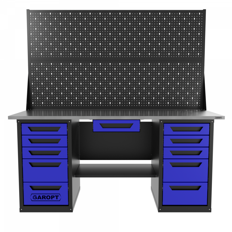Верстак двухтумбовый 5 ящиков /5 ящиков с двумя экранами и ящиком, 1800*700 синий GAROPT, GT1800Y1Y5Y5PP2.blue