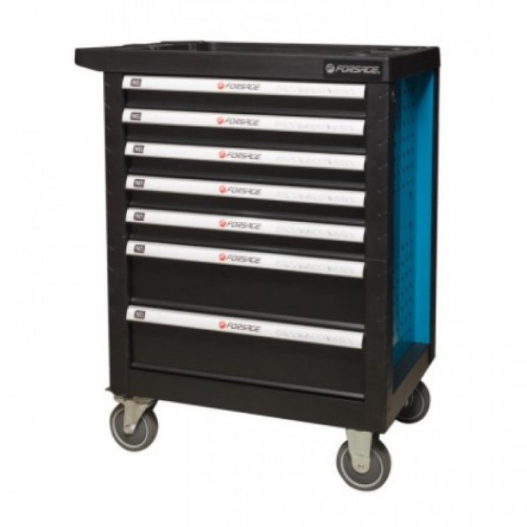 Тележка инстр.7-и полочная(синяя)(980х770х460)полки(520х400х60-5шт;520х400х140-2шт с пластиковой защитой корпуса и противоскользящим защитным ковриком