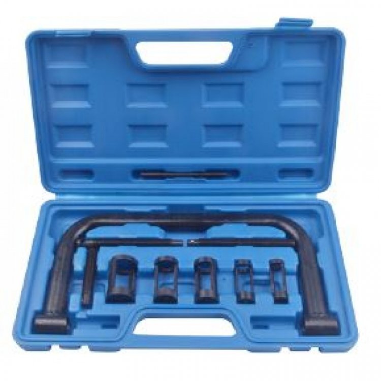 Рассухариватель клапанов струбцинного типа 10пр., (сменные толкатели: 16, 19, 24.5, 25.5, 30мм), в кейсе