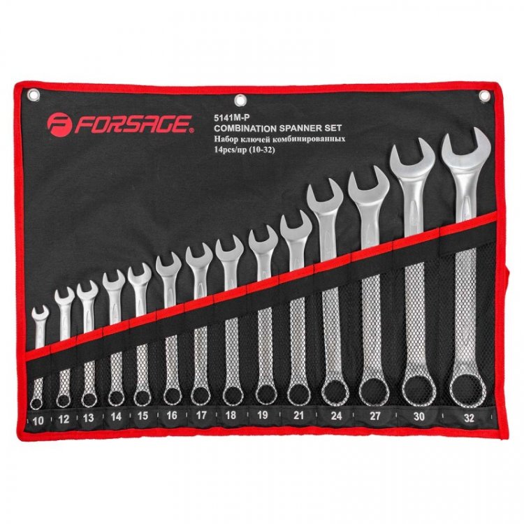 Набор ключей комбинированных 14пр.(10,12-19,21,24,27,30,32мм)на полотне Набор ключей комбинированных 14пр.(10,12-19,21,24,27,30,32мм)на полотне