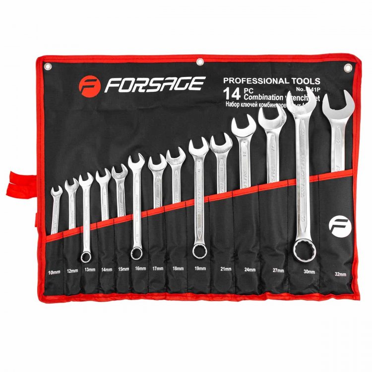 Набор ключей комбинированных 14пр.(10,12-19,21,24,27,30,32мм)на полотне Набор ключей комбинированных 14пр.(10,12-19,21,24,27,30,32мм)на полотне