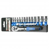 Набор головок с трещоткой 14пр.1/4" (12гр.)(4-14мм),в пластиковом держателе