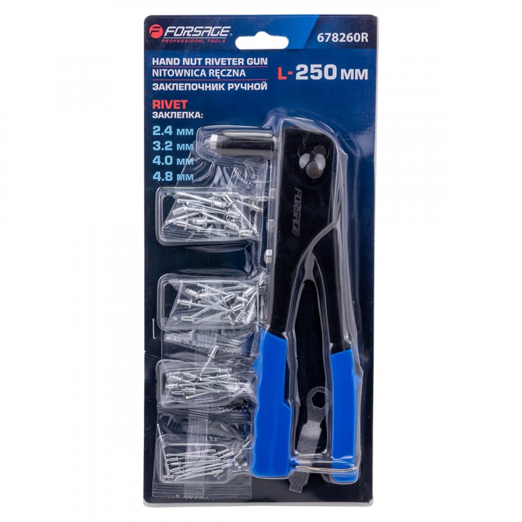 Заклепочник ручной (L-250мм, заклепка - 2.4, 3.2, 4.0, 4.8) в блистере Заклепочник ручной (L-250мм, заклепка - 2.4, 3.2, 4.0, 4.8) в блистере