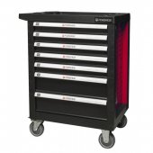 Тележка инструментальная 7-и полочная(красная) с пластиковой защитой корпуса+2боковые перфорации,460х770х980(полки:65х400х530-5шт,140х400х530мм-2шт)