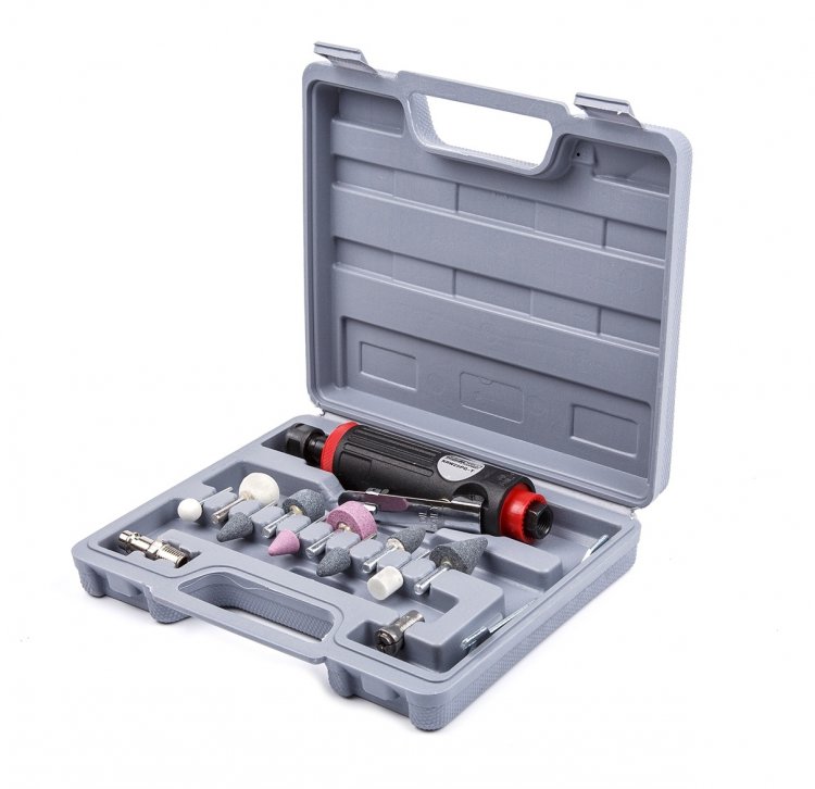 Пневматическая бормашинка с набором насадок, в кейсе