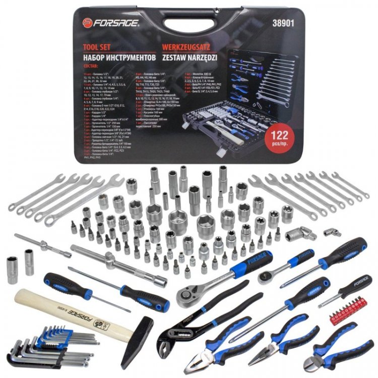 Набор инструментов 122 пр. 1/4'',1/2''(6гр.)(4-32мм) Набор инструментов 122 пр. 1/4'',1/2''(6гр.)(4-32мм)