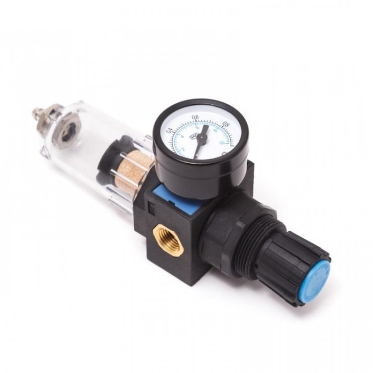 Фильтр-регулятор с индикатором давления для пневмосистем 1/4" (10 bar, пропускная способность: 200 л/мин, температура воздуха: 5°-60°С, 5мк)